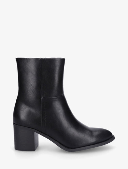 Bottines en simili à talon bloc - Noir - 1