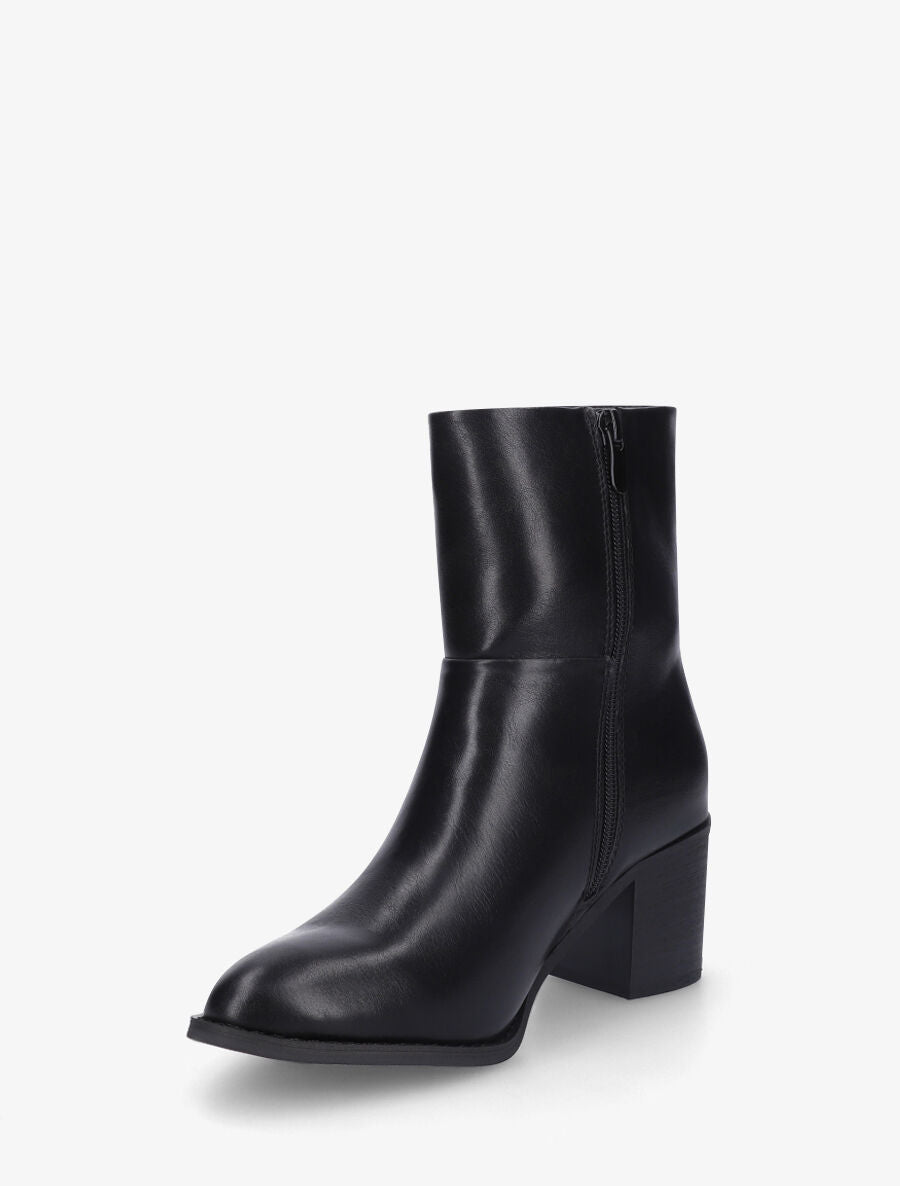 Bottines en simili à talon bloc - Noir - 3