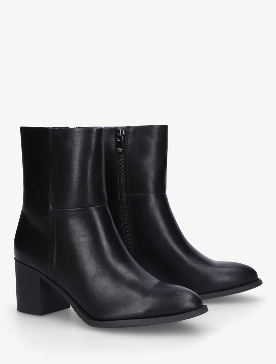 Bottines en simili à talon bloc - Noir - 4