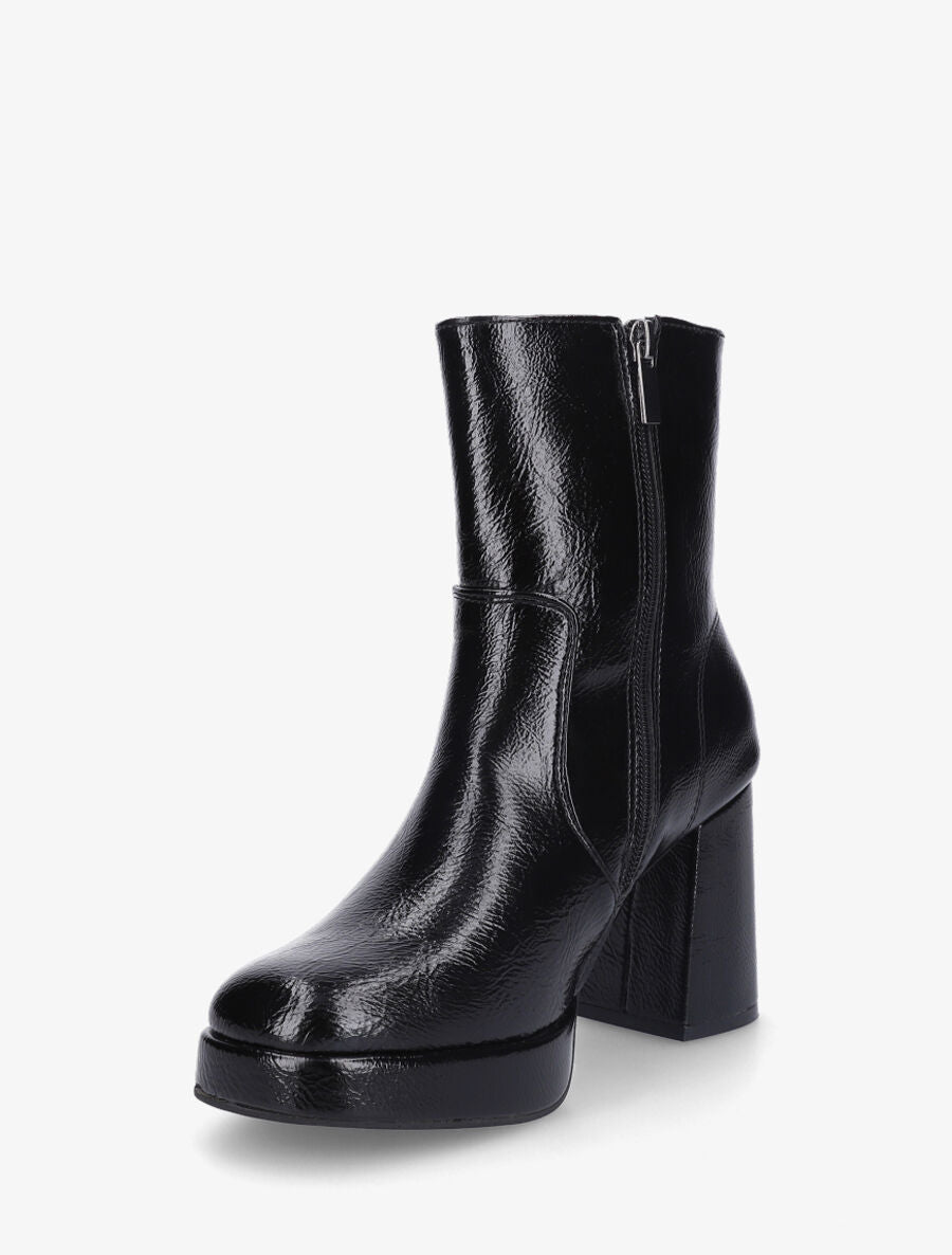 Bottines unies à plateforme - Noir - 3