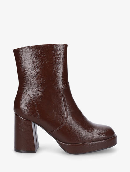 Bottines unies à plateforme - Marron - 1