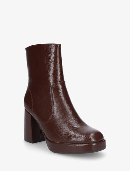 Bottines unies à plateforme - Marron - 2