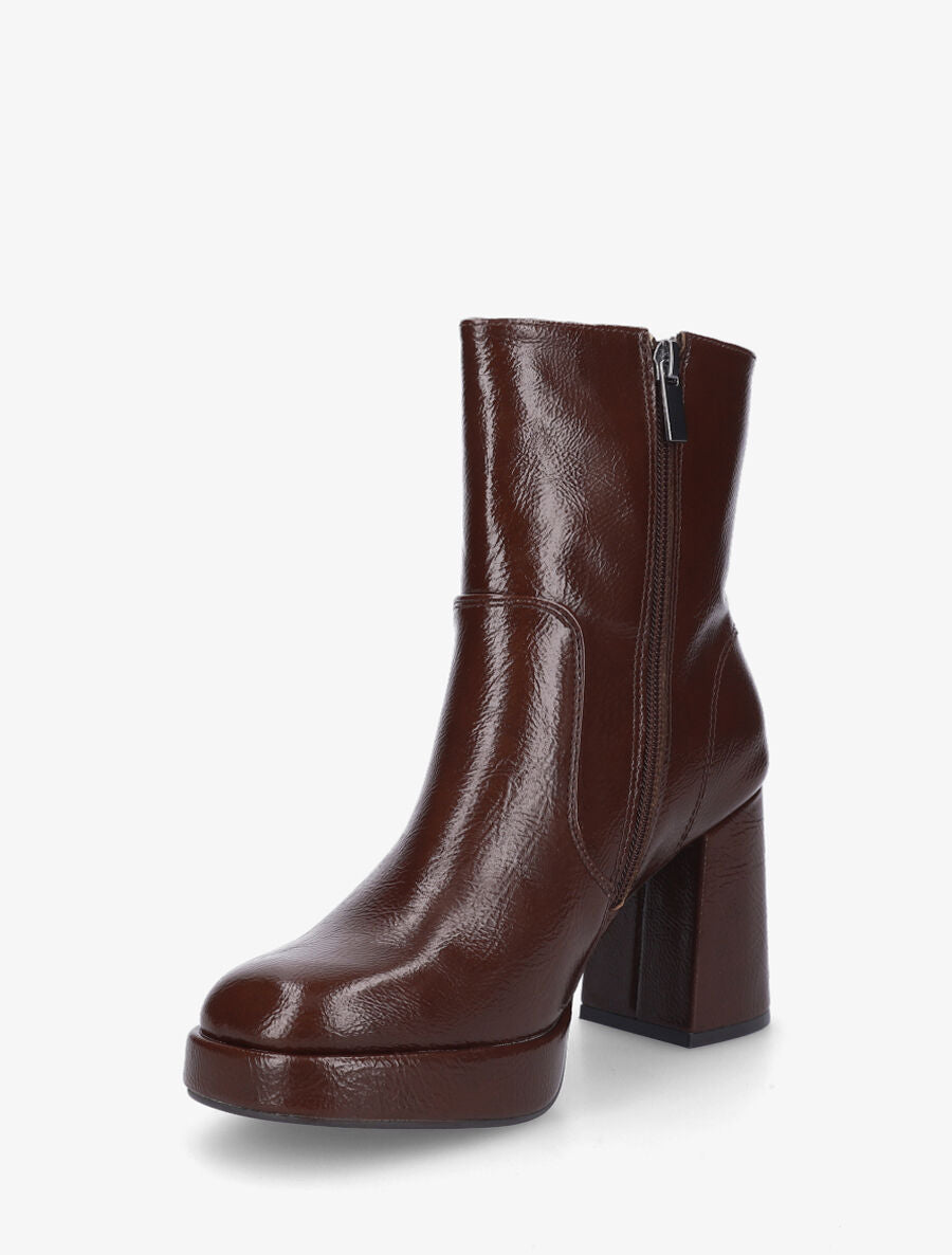 Bottines unies à plateforme - Marron - 3