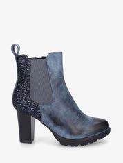 Bottines en simili à contrefort pailleté - Bleu - 1