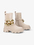 Bottines montantes en suédine à détail maillon - Beige - 1