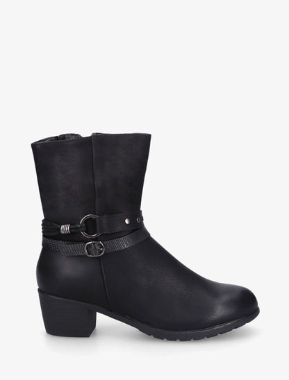 Bottines froncées en simili - Noir - 5
