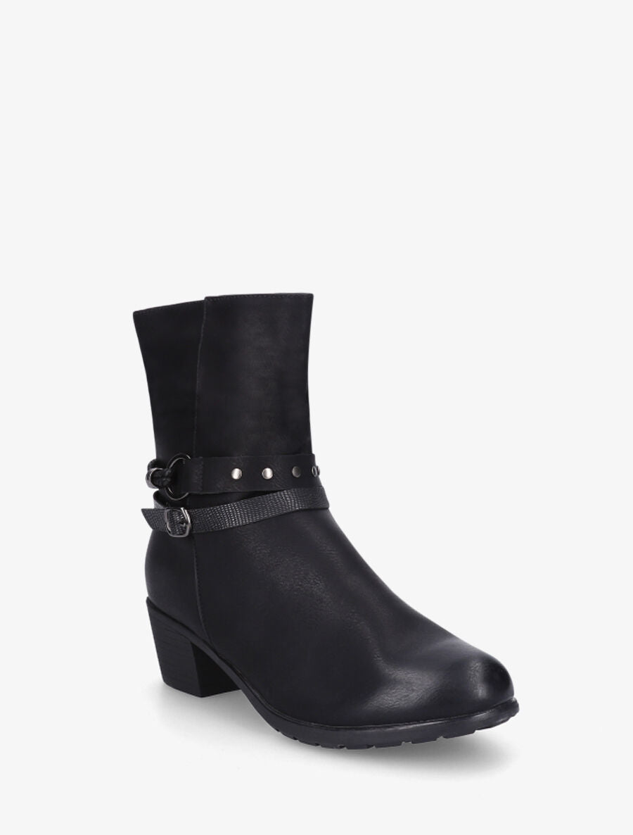 Bottines froncées en simili - Noir - 2