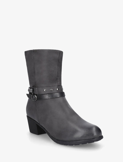 Bottines froncées en simili - Gris - 2