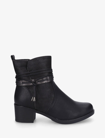 Bottines bi-matière à talon - Noir - 6