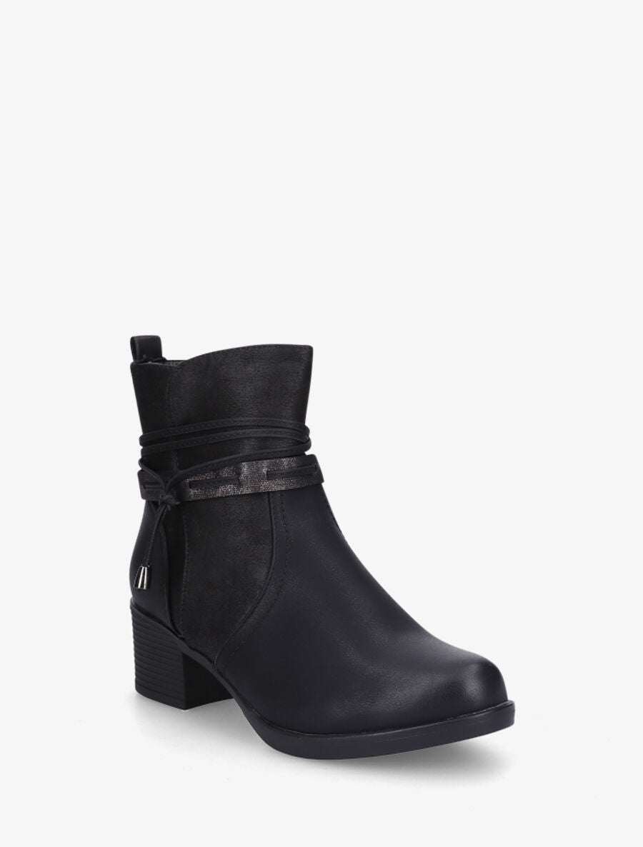 Bottines bi-matière à talon - Noir - 3