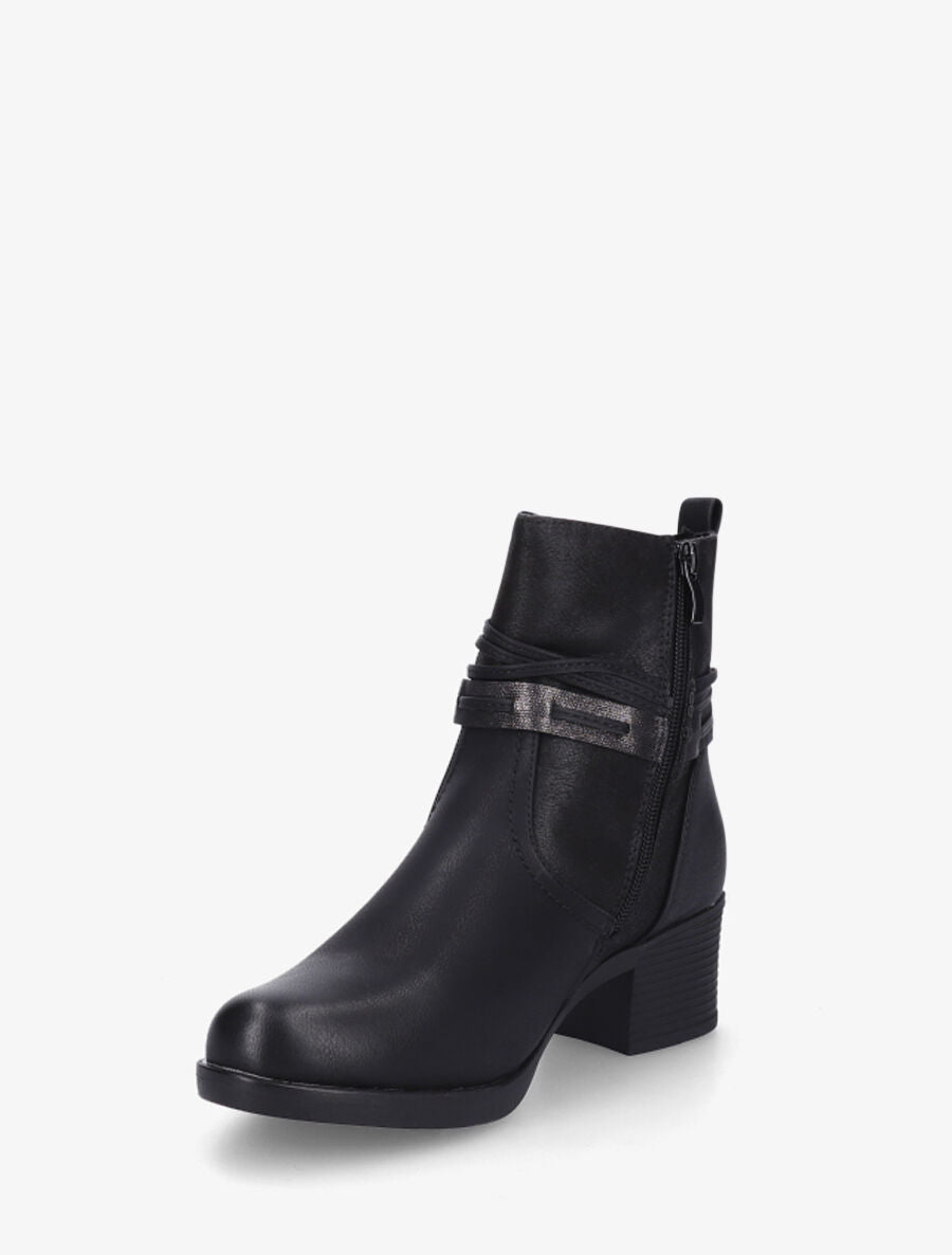 Bottines bi-matière à talon - Noir - 4