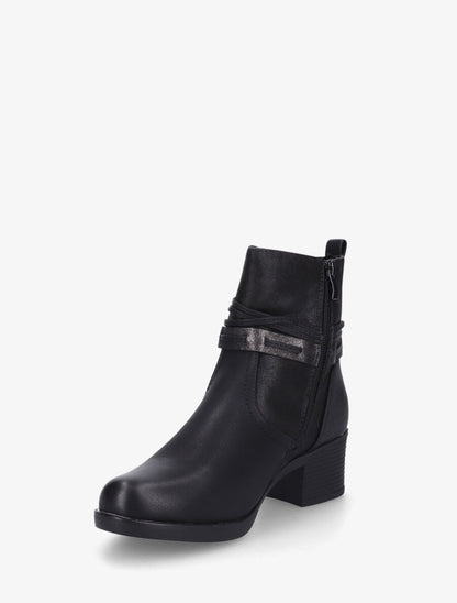 Bottines bi-matière à talon - Noir - 4