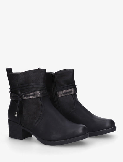Bottines bi-matière à talon - Noir - 5