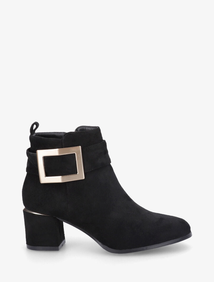 Bottines à boucle en suédine - Noir - 1