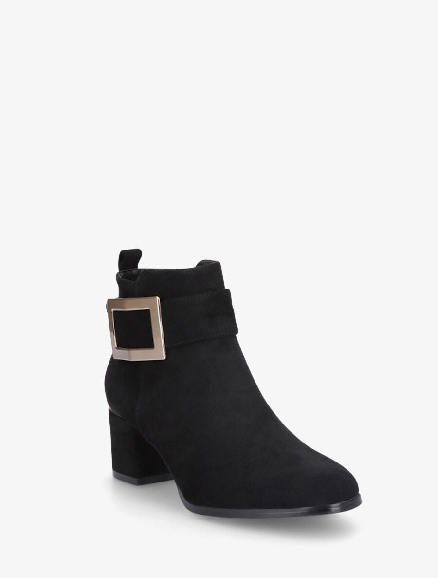 Bottines à boucle en suédine - Noir - 2