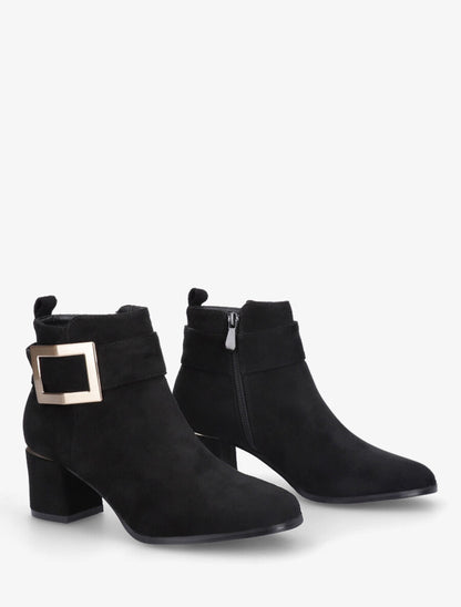 Bottines à boucle en suédine - Noir - 4