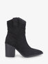 Bottines style santiags en suédine - Noir - 1