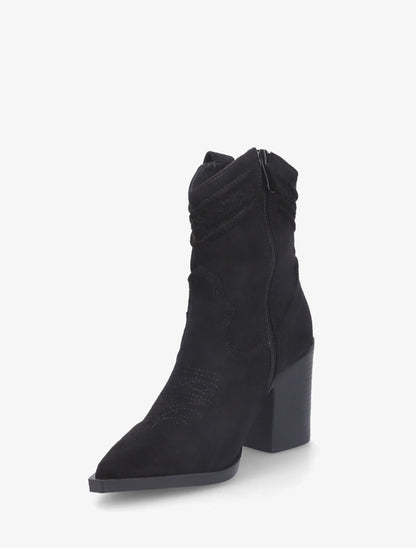 Bottines style santiags en suédine - Noir - 3