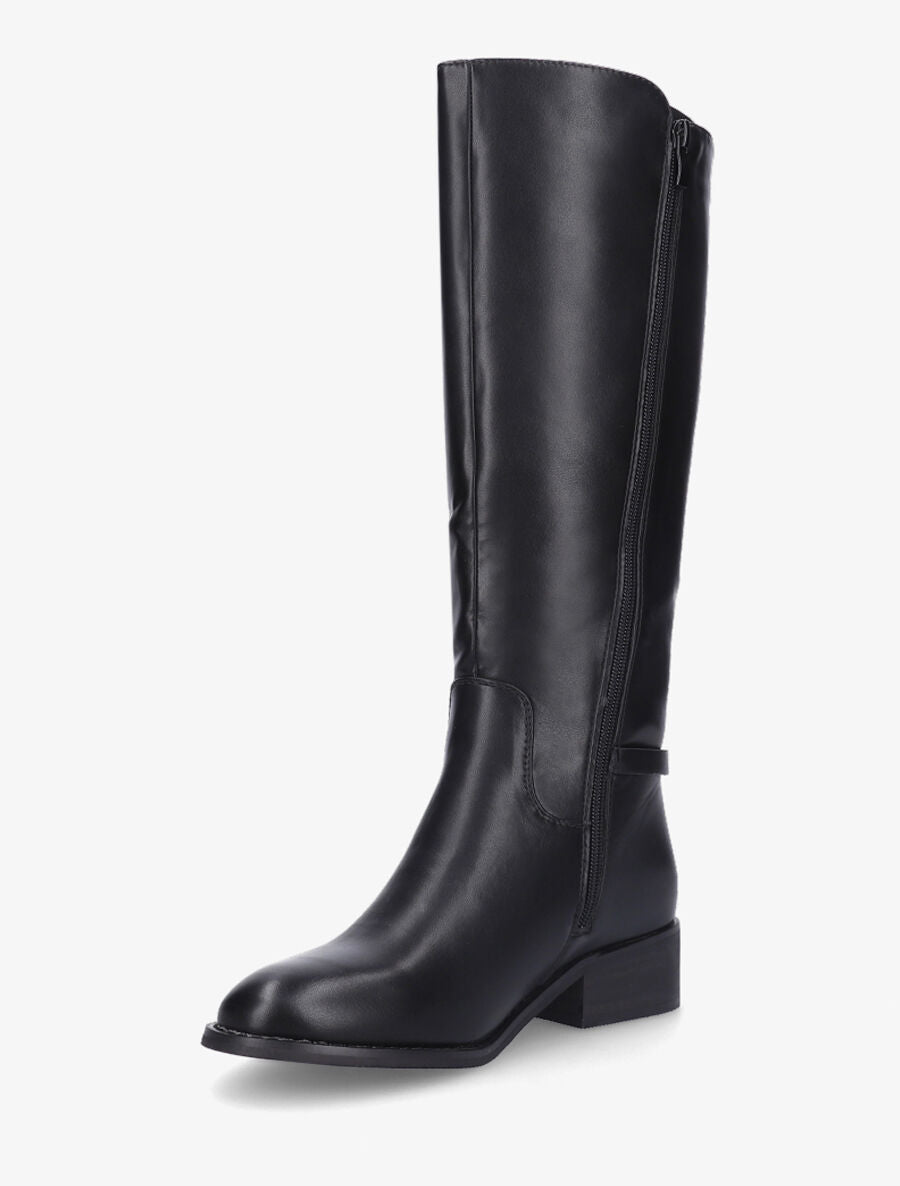Bottes élastiquées en simili à talon - Noir - 3
