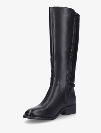 Bottes élastiquées en simili à talon - Noir - 3