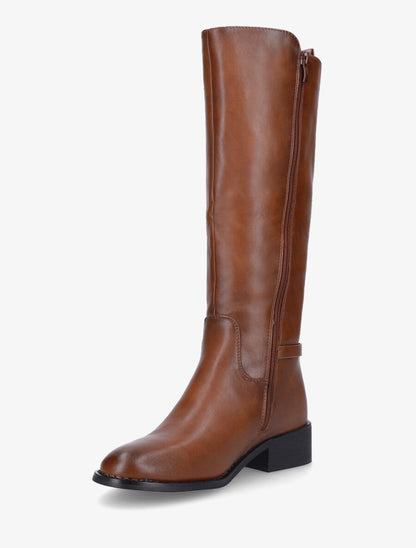 Bottes élastiquées en simili à talon - Camel - 3