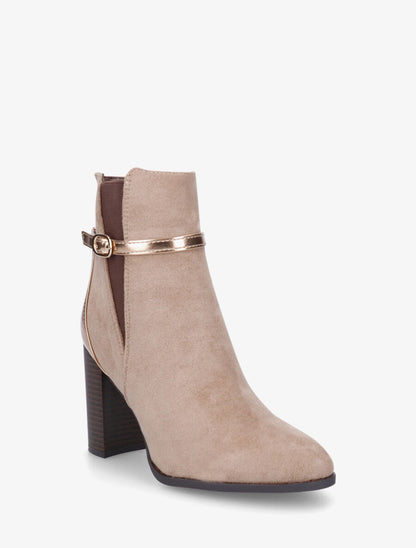 Bottines élastiquées bi-matière - Taupe - 2