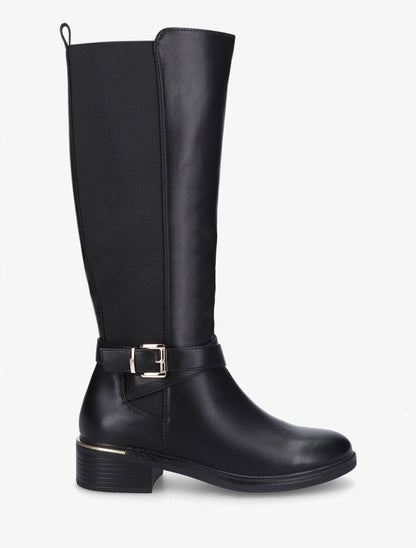 Bottes plates élastiquées en simili - Noir - 5