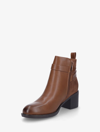 Bottines en simili et suédine - Camel - 3