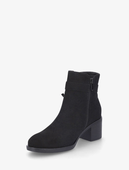 Bottines en suédine à zip décoratif - Noir - 3