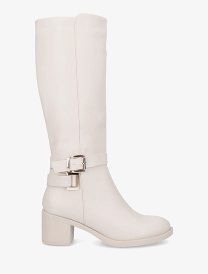 Bottes en simili à boucles décoratives - Beige - 1