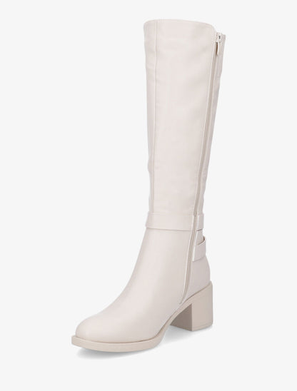 Bottes en simili à boucles décoratives - Beige - 3