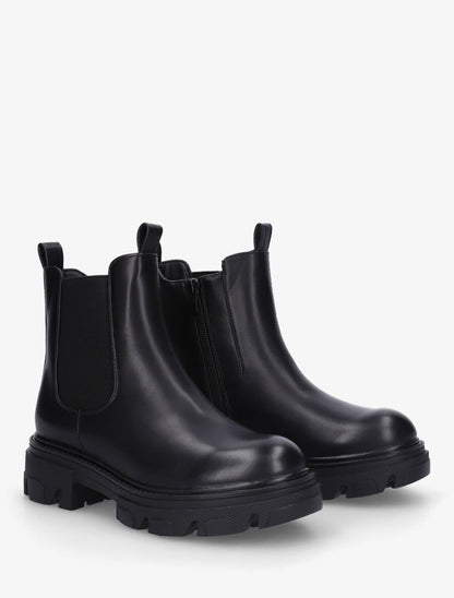Bottines en simili et semelle crantée - Noir - 4