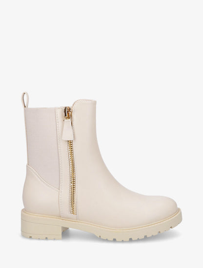 Bottines en simili à zip décoratif - Crème - 5