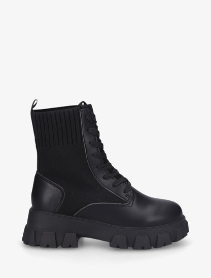 Bottines montantes à lacets style chaussettes - Noir - 5