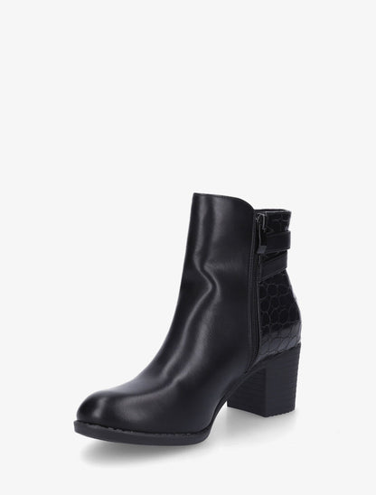 Bottines en simili et croco - Noir - 3