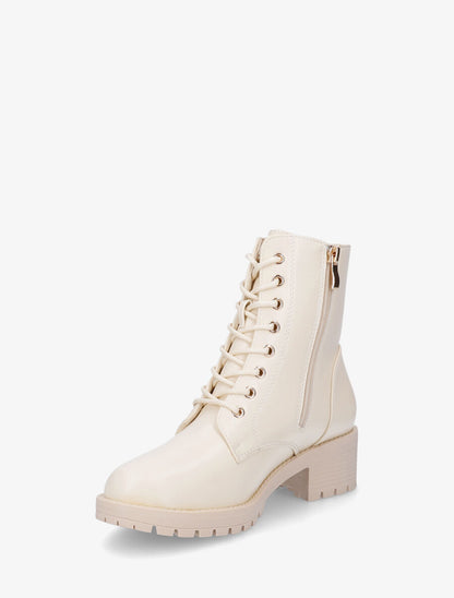 Boots à lacets en simili - Beige - 3