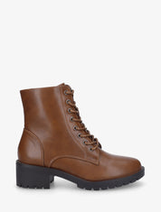 Boots à lacets en simili - Camel - 5