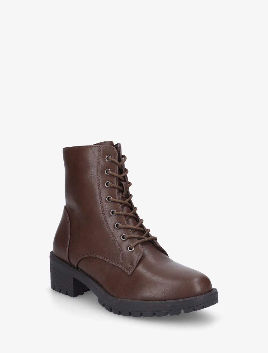 Boots à lacets en simili - Marron - 2
