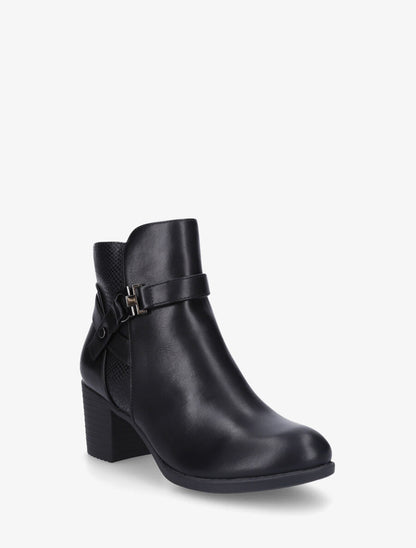 Bottines en simili à empiècement python - Noir - 2
