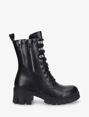 Boots montantes à lacets et zips - Noir - 1