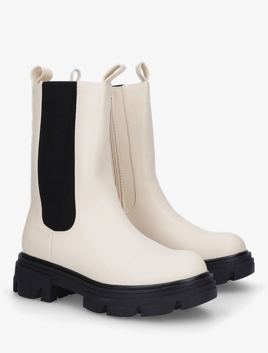 Bottines montantes élastiquées - Beige - 4