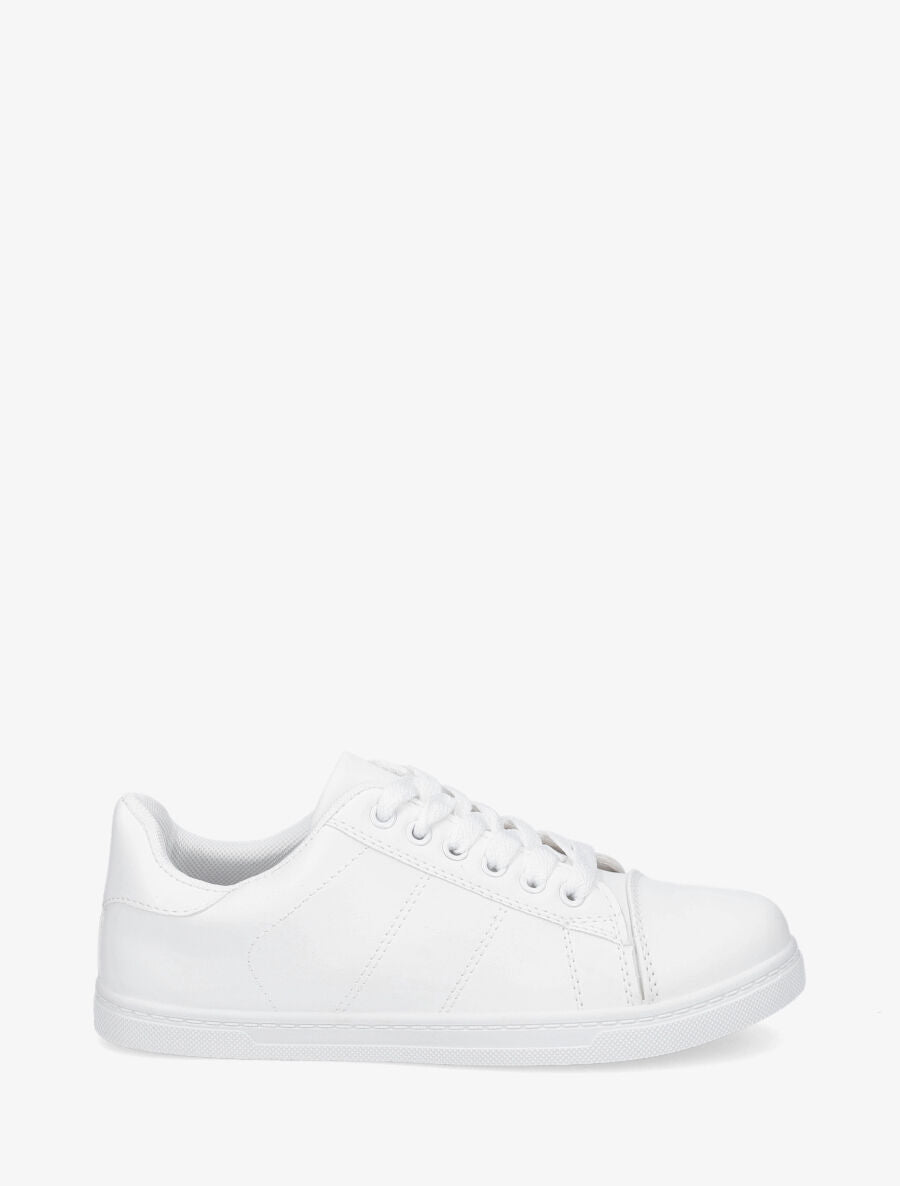 Baskets basiques en simili - Blanc - 1