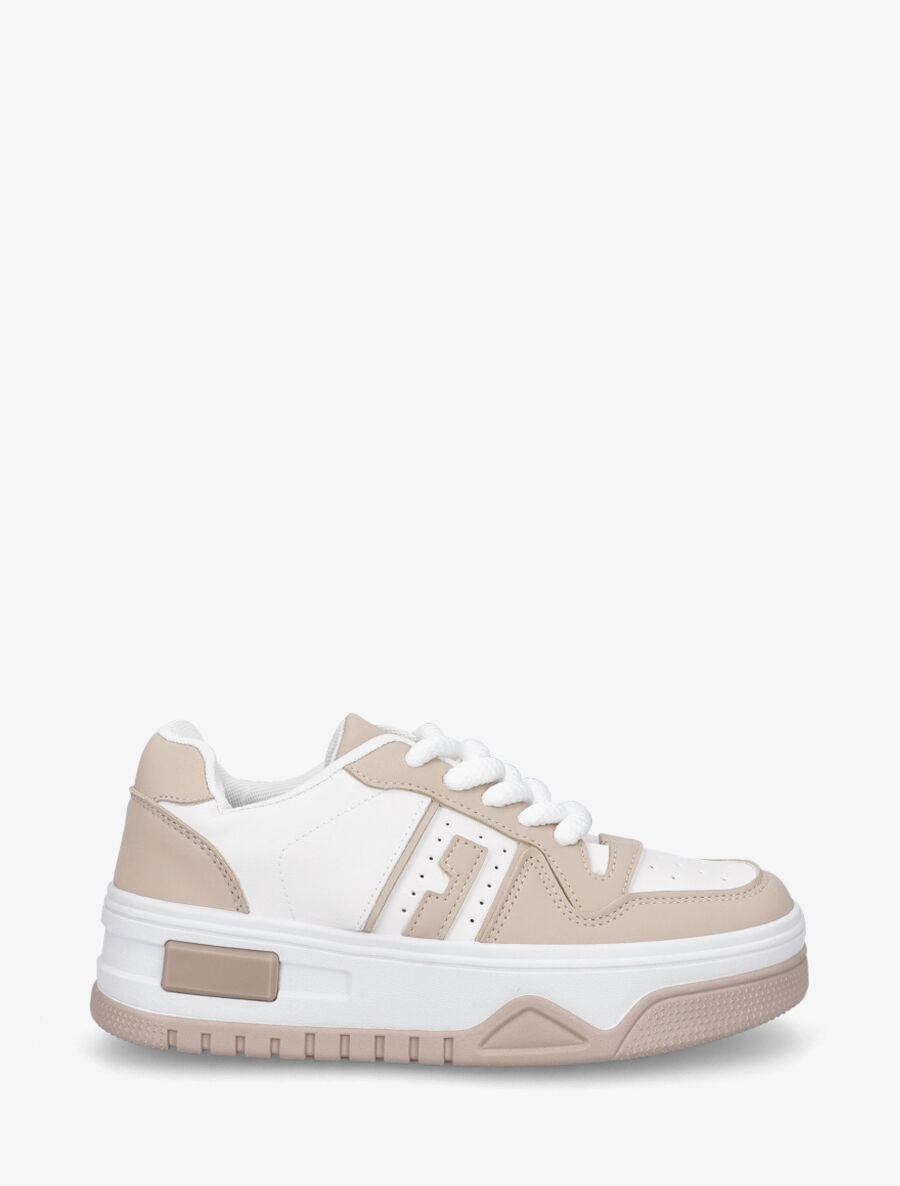 Sneakers à lacets épais - Beige - 1