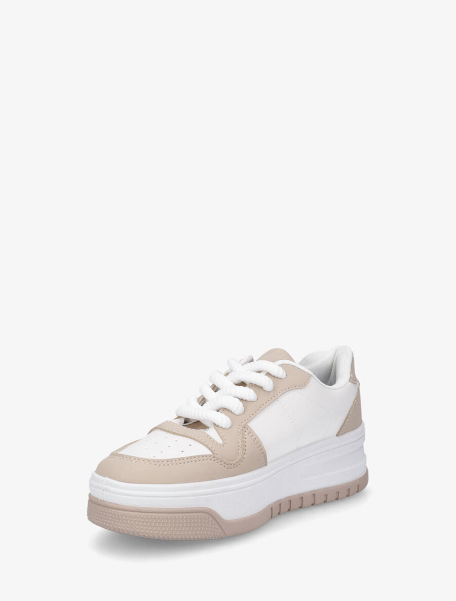 Sneakers à lacets épais - Beige - 3