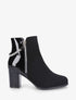 Bottines à talon et sangle strassée - Noir - 5