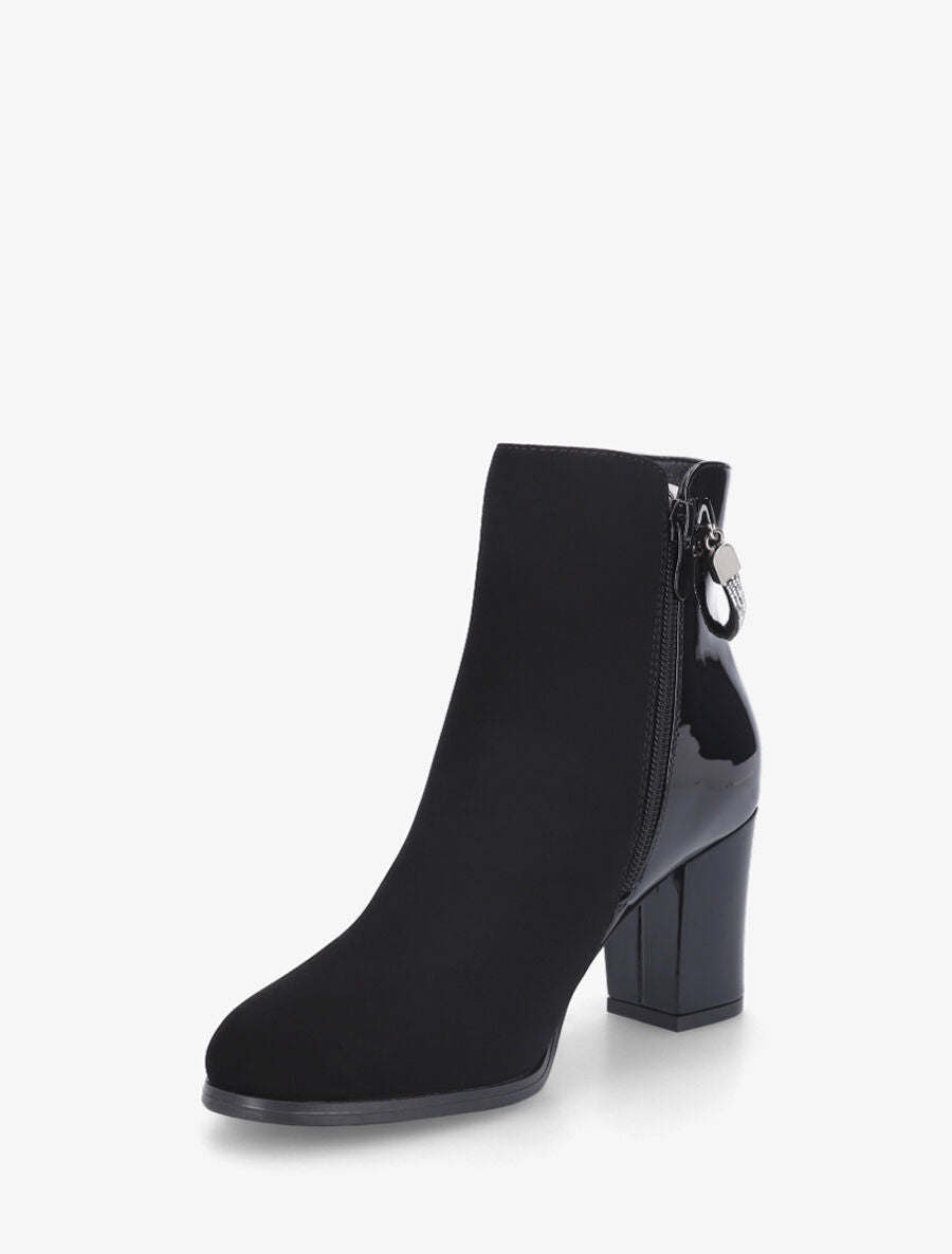 Bottines à talon et sangle strassée - Noir - 3