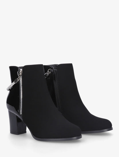 Bottines à talon et sangle strassée - Noir - 4