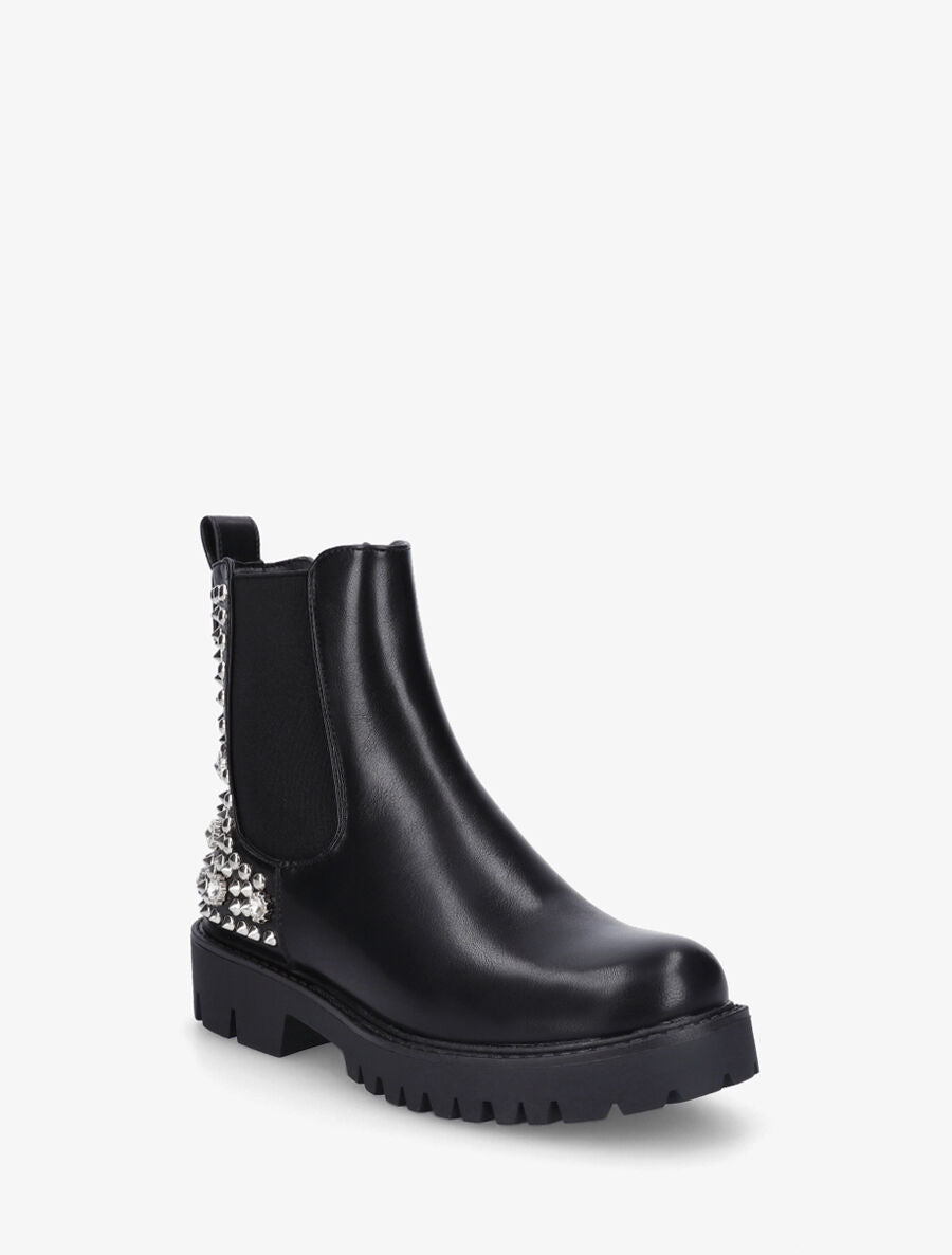 Bottines en simili à clous fantaisies - Noir/argent - 2