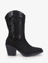 Bottines style santiag bi-matière - Noir - 1