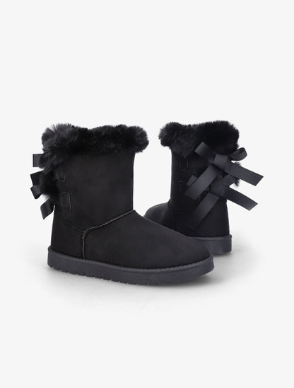 Bottines fourrées à noeuds - Noir - 1